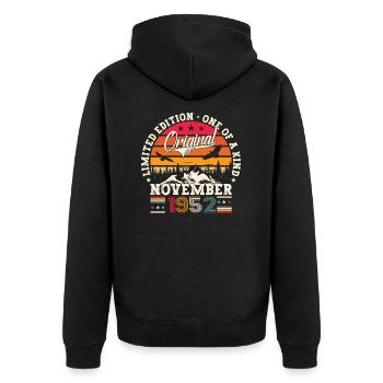 Original November 1952 70th birthday gift - Unisex Premium Organic Zip Hoodie - black - Back - Nico (187cm)