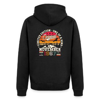 Original November 1967 55th birthday gift - Unisex Premium Organic Zip Hoodie - black - Back - Nico (187cm)