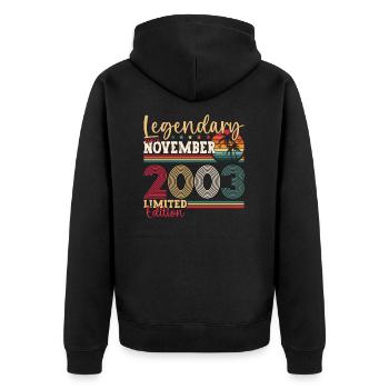 Legend November 2003 19th Birthday Gift Fun - Unisex Premium Organic Zip Hoodie - black - Back - Nico (187cm)