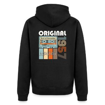 Novembre né en 1957 65e cadeau d'anniversaire - Veste à capuche bio Premium Unisexe - noir - Dos - Nico (187cm)