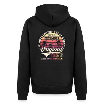 Original December 1952 70th birthday gift - Unisex Premium Organic Zip Hoodie - black - Back - Nico (187cm)