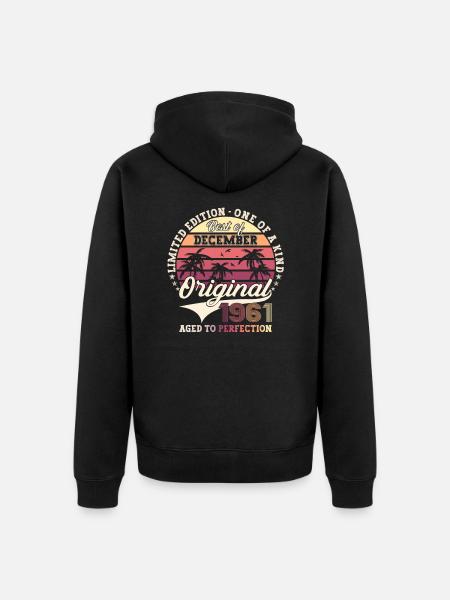 Original December 1961 61st birthday gift - Unisex Premium Organic Zip Hoodie - black