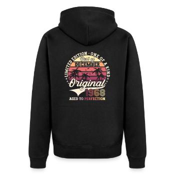 Original December 1968 54th Birthday Gift - Unisex Premium Organic Zip Hoodie - black - Back - Nico (187cm)