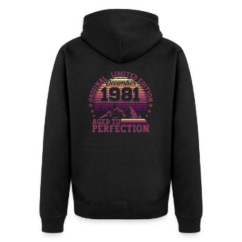 Original December 1981 41st birthday gift - Unisex Premium Organic Zip Hoodie - black - Back - Nico (187cm)