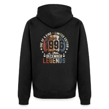 Original December 1996 26th Birthday Gift - Unisex Premium Organic Zip Hoodie - black - Back - Nico (187cm)