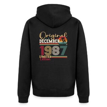 Original décembre 1987 35e cadeau d’anniversaire - Veste à capuche bio Premium Unisexe - noir - Dos - Nico (187cm)