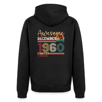 Né en décembre 1960 cadeau de 62e anniversaire - Veste à capuche bio Premium Unisexe - noir - Dos - Nico (187cm)