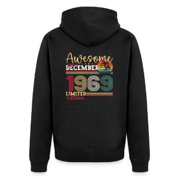 Born December 1969 53rd birthday gift - Unisex Premium Organic Zip Hoodie - black - Back - Nico (187cm)