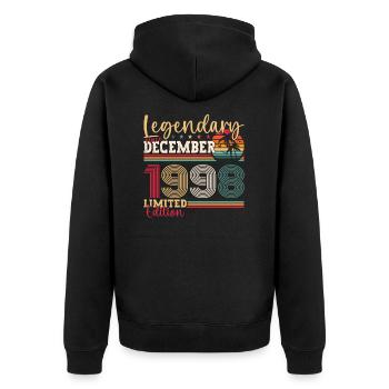 December Born 1998 24th birthday gift - Unisex Premium Organic Zip Hoodie - black - Back - Nico (187cm)
