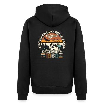 Original December 1968 54th Birthday Gift - Unisex Premium Organic Zip Hoodie - black - Back - Nico (187cm)