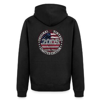 Jahrgang 2005 18. Geburtstag Geschenk Mann/ USA - Unisex Premium Bio Zip Hoodie - Schwarz - Hinten - Nico (187cm)