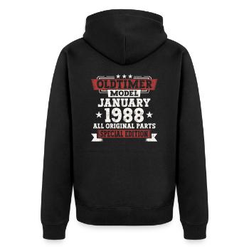Né 1988 Janvier 35th anniversaire Homme cadeau - Veste à capuche bio Premium Unisexe - noir - Dos - Nico (187cm)