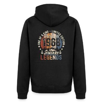 Né en 1968 Janvier 55e anniversaire Homme cadeau - Veste à capuche bio Premium Unisexe - noir - Dos - Nico (187cm)
