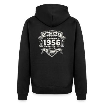 Né en 1956 janvier 67e anniversaire Homme cadeau - Veste à capuche bio Premium Unisexe - noir - Dos - Nico (187cm)