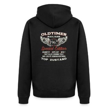 56. Geburtstag Oldtimer Jahrgang 1967 Geschenk - Unisex Premium Bio Zip Hoodie - Schwarz - Hinten - Nico (187cm)