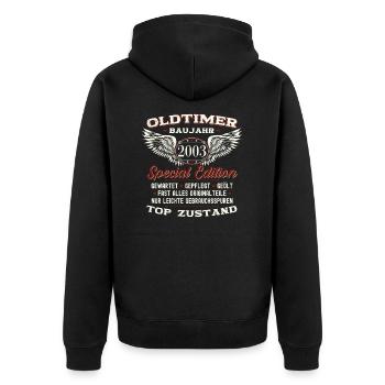 20. Geburtstag Oldtimer Jahrgang 2003 Geschenk - Unisex Premium Bio Zip Hoodie - Schwarz - Hinten - Nico (187cm)