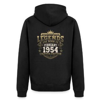 Februar Jahrgang 1954 69. Geburtstag Geschenk Mann - Unisex Premium Bio Zip Hoodie - Schwarz - Hinten - Nico (187cm)