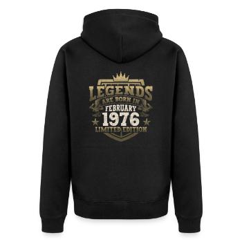 Février né 1976 47ème anniversaire cadeau homme - Veste à capuche bio Premium Unisexe - noir - Dos - Nico (187cm)