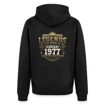 Février né 1977 46ème anniversaire cadeau homme - Veste à capuche bio Premium Unisexe - noir - Dos - Nico (187cm)