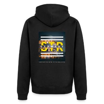 Stuttgart STR Germany - Museum - Unisex Premium Organic Zip Hoodie - black - Back - Nico (187cm)