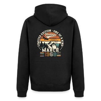 55. Geburtstag Mann Original März Jahrgang 1968 - Unisex Premium Bio Zip Hoodie - Schwarz - Hinten - Nico (187cm)