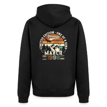 25. Geburtstag Mann Original März Jahrgang 1998 - Unisex Premium Bio Zip Hoodie - Schwarz - Hinten - Nico (187cm)