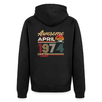 49th birthday man April born 1974 Awesome - Unisex Premium Organic Zip Hoodie - black - Back - Nico (187cm)
