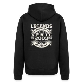 20. Geburtstag Mann April Jahrgang 2003 Oldtimer - Unisex Premium Bio Zip Hoodie - Schwarz - Hinten - Nico (187cm)