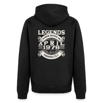 45e anniversaire homme avril né 1978 Oldtimer - Veste à capuche bio Premium Unisexe - noir - Dos - Nico (187cm)