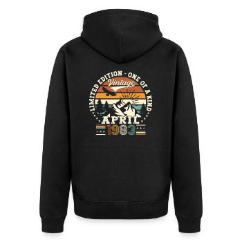 40e anniversaire homme avril né 1983 original - Veste à capuche bio Premium Unisexe - noir - Dos - Nico (187cm)