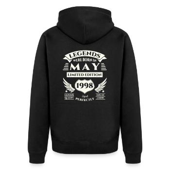 25th Birthday Man Legendary May Vintage 1998 - Unisex Premium Organic Zip Hoodie - black - Back - Nico (187cm)