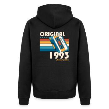 30 Birthday Man Woman Cassette Mai 1993 - Veste à capuche bio Premium Unisexe - noir - Dos - Nico (187cm)