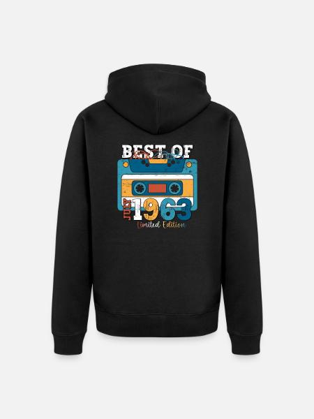60th Birthday Man July Vintage 1963 Cassette - Unisex Premium Organic Zip Hoodie - black
