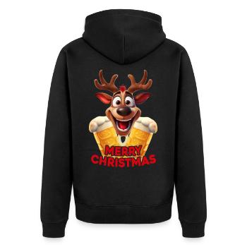 Reindeer Beer Funny Gift for Christmas - Unisex Premium Organic Zip Hoodie - black - Back - Nico (187cm)