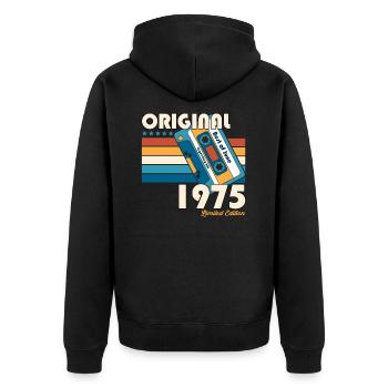 50. Geburtstag Kassette Juni 1975 Jahrgang 1975 - Unisex Premium Bio Zip Hoodie - Schwarz - Hinten - Nico (187cm)