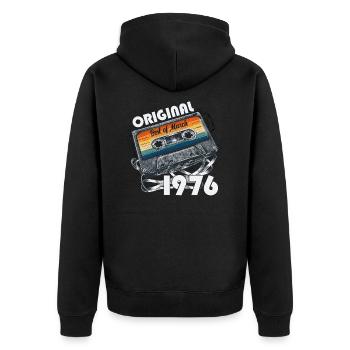 50. Geburtstag Geschenk Mann Kassette März 1976 - Unisex Premium Bio Zip Hoodie - Schwarz - Hinten - Nico (187cm)
