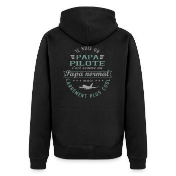 PAPA Pilote comandant de bord cadeau pilote - Veste à capuche bio Premium Unisexe - noir - Dos - Nico (187cm)