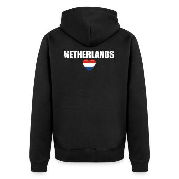 Netherlands Vintage Dutch Flag Netherlands - Unisex Premium Organic Zip Hoodie - black - Back - Nico (187cm)