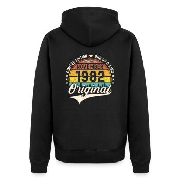 Original novembre 1982 Cadeau du 40e anniversaire - Veste à capuche bio Premium Unisexe - noir - Dos - Nico (187cm)