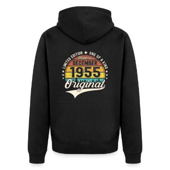 Cadeau original du 67e anniversaire de décembre 1955 - Veste à capuche bio Premium Unisexe - noir - Dos - Nico (187cm)