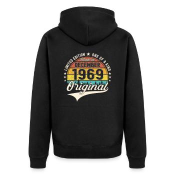 Original December 1969 53rd Birthday Gift - Unisex Premium Organic Zip Hoodie - black - Back - Nico (187cm)