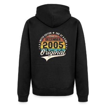 Original December 2005 17th Birthday Gift - Unisex Premium Organic Zip Hoodie - black - Back - Nico (187cm)