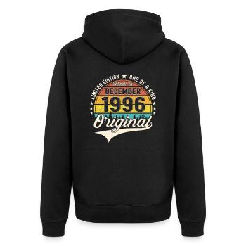 Original December 1996 26th Birthday Gift - Unisex Premium Organic Zip Hoodie - black - Back - Nico (187cm)