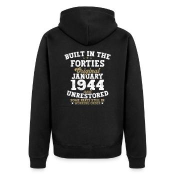 Né en 1944 Janvier 80e anniversaire Homme cadeau - Veste à capuche bio Premium Unisexe - noir - Dos - Nico (187cm)