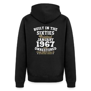 Né en 1967 Janvier 56e anniversaire Homme cadeau - Veste à capuche bio Premium Unisexe - noir - Dos - Nico (187cm)