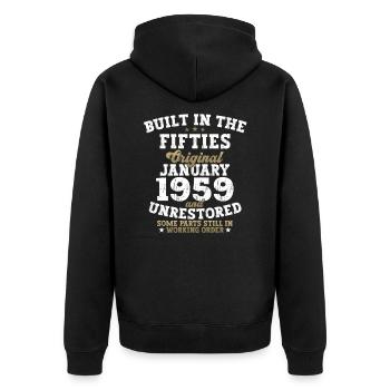 Né en 1959 Janvier 64e anniversaire Homme cadeau - Veste à capuche bio Premium Unisexe - noir - Dos - Nico (187cm)