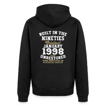 Né le 25 janvier 1998 Homme cadeau - Veste à capuche bio Premium Unisexe - noir - Dos - Nico (187cm)