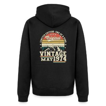 49. Geburtstag Mann Mai Jahrgang 1974 Vintage - Unisex Premium Bio Zip Hoodie - Schwarz - Hinten - Nico (187cm)
