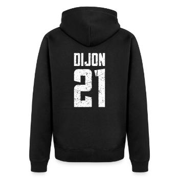 Dijon 21 Frankreich Kennzeichen - Unisex Premium Bio Zip Hoodie - Schwarz - Hinten - Nico (187cm)