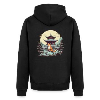 Fox Japan Inari Temple Kami Nippon Shinto - Unisex Premium Organic Zip Hoodie - black - Back - Nico (187cm)